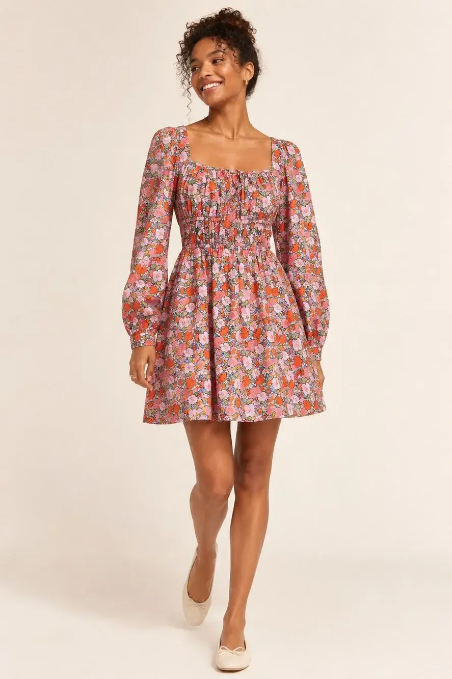 J.Crew Liberty Fabric Floral Mini Dress Size 4 Pink Cinched Waist Cottagecore